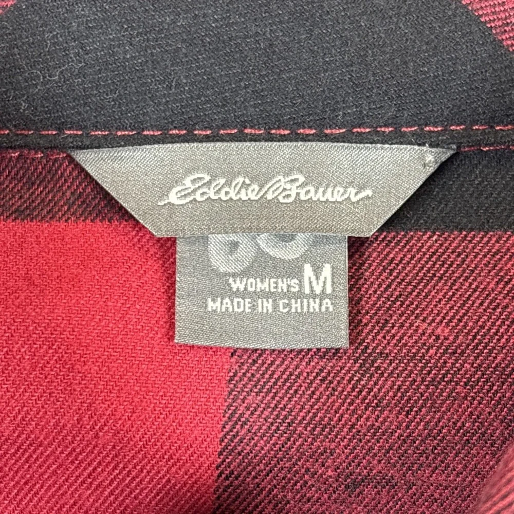 Eddie Bauer Buffalo Plaid Red Check Classic Fit Button Up Top Women Size M NWT - Picture 3 of 9